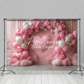 Aperturee - Aperturee Pink White Floral Balloon Valentines Day Backdrop